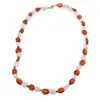 Colier Carneol si Cuart roz neuniform 6-12mm si Smarald sfere 3mm