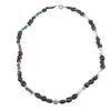 Colier Granat neuniform 6-8mm, Piatra Lunii si Aventurin dark sfere 3-4mm, Hematit fatetat si sfera cu zirconii 6mm