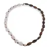 Colier Ochi de tigru neuniform si sfere 3-14mm si Cristal de stanca neuniform 10-14mm cu steluta din Hematit auriu 6mm