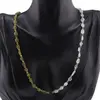 Colier Peridot neuniform si sfere 3-6mm cu Piatra lunii neuniforma 6-8mm si steluta din Hematit auriu 6mm, imagine 2