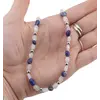 Colier Lapis Lazuli si Piatra lunii neuniforma 6-8mm cu bumbi argintii, imagine 3