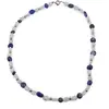 Colier Sodalit si Piatra lunii neuniforma 6-8mm cu bumbi argintii