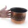 Ghiveci vintage din cupru decorat cu motive florale in relief, 16cm, imagine 3