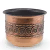 Ghiveci vintage din cupru decorat cu motive florale in relief, 16cm