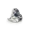 Inel reglabil cu 3 pietre fatetate de Goldstone albastru, montura argintie, imagine 2