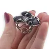 Inel reglabil cu 3 pietre fatetate de Goldstone albastru, montura argintie, imagine 3