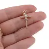 Pandantiv din cupru placat cu aur 18k, model cruce cu infinit, imagine 3