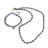 Set bratara si colier Lapis Lazuli cuburi fatetate si Hematit auriu discuri, 2-4mm