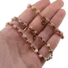 Set bratara si colier Opal roz cuburi fatetate si Hematit auriu discuri, 2-5mm, imagine 3