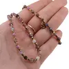 Set bratara si colier Turmalina multicolora cuburi fatetate si Hematit auriu discuri, 2-5mm, imagine 3