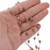 Set bratara si colier Turmalina roz cuburi fatetate si lant auriu, 4mm, imagine 3