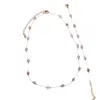 Set bratara si colier Turmalina roz cuburi fatetate si lant auriu, 4mm