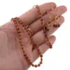 Set cercei cu agatatoare, bratara si colier Granat hessonit A+ banuti extrafatetati cu elemente aurii, 4mm, imagine 3