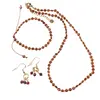 Set cercei cu agatatoare, bratara si colier Granat hessonit A+ banuti extrafatetati cu elemente aurii, 4mm