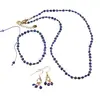 Set cercei cu agatatoare, bratara si colier Lapis Lazuli banuti extrafatetati cu elemente aurii, 4mm
