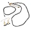 Set cercei cu agatatoare, bratara si colier Spinel banuti extrafatetati cu elemente aurii, 4mm