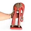 Statueta elefant rosu vintage din lemn sculptat manual, decoratiuni aurii, 30cm, imagine 3