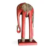 Statueta elefant rosu vintage din lemn sculptat manual, decoratiuni aurii, 30cm