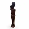 Statueta vintage din lemn sculptat manual, barbat cu animal pe umar, 69cm, imagine 2