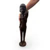 Statueta vintage din lemn sculptat manual, barbat cu animal pe umar, 69cm, imagine 3