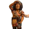 Statueta vintage din lemn sculptat manual, indian american colorat, 97cm, imagine 3