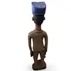 Statueta vintage din lemn sculptat manual, soldat african cu chipiu albastru, 83cm, imagine 2