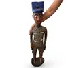 Statueta vintage din lemn sculptat manual, soldat african cu chipiu albastru, 83cm, imagine 3