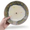Suport vintage pentru lumanare din cupru emailat crem, decor abstract, 19,5cm, imagine 3