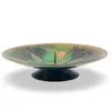 Suport vintage pentru lumanare din cupru emailat verde, model floral, 15cm, imagine 2