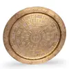 Tava vintage din alama gravata, model ornamental circular, 39cm
