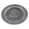 Farfurie decorativa vintage din metal patinat, model gravat, 14cm