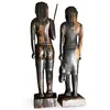 Set statuete vintage din lemn sculptat manual, cuplu tribal, 39cm, imagine 2