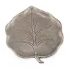 Tava decorativa vintage din metal, forma frunza cu model gravat, 12cm