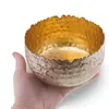 Bol decorativ vintage din metal argintiu, interior auriu, model zimtat mare, 12cm, imagine 3