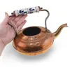 Ceainic vintage din cupru cu maner din portelan pictat, 21cm, imagine 3