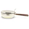 Vas cu capac vintage din metal argintiu si maner din lemn sculptat manual, 26cm