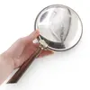 Vas cu capac vintage din metal argintiu si maner din lemn sculptat manual, 26cm, imagine 3