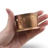 Suport vintage din cupru pentru lumanare sau vas, cu decupaje laterale, 3,5cm, imagine 3