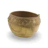 Vas rotund vintage din alama gravata, model etnic, 8cm