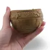 Vas rotund vintage din alama gravata, model etnic, 8cm, imagine 3