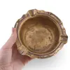 Scrumiere vintage din alama, forma rotunda cu patru suporturi, 14cm, imagine 3