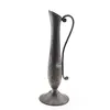 Vaza inalta vintage din metal argintiu, model minimalist pe picior, 18cm