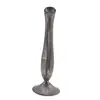 Vaza inalta vintage din metal argintiu, model minimalist pe picior, 18cm, imagine 2