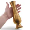 Vaza vintage din alama gravata, model oriental, 19cm, imagine 3