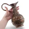 Ulcior vintage din cupru ciocanit, model oriental cu relief, 22cm, imagine 3