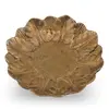 Farfurie decorativa vintage din alama, model floral in relief auriu, 12,5cm