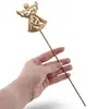 Decoratiune vintage din alama in forma de inger pe suport lung, 26cm, imagine 3