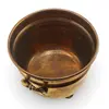Vas vintage din alama pe picioare decorative si manere laterale, 14cm, imagine 2