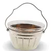 Bol vintage din metal argintiu cu capac si maner, 11cm