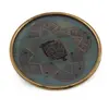 Tava decorativa vintage din alama, model geometric oriental emailat, 8cm